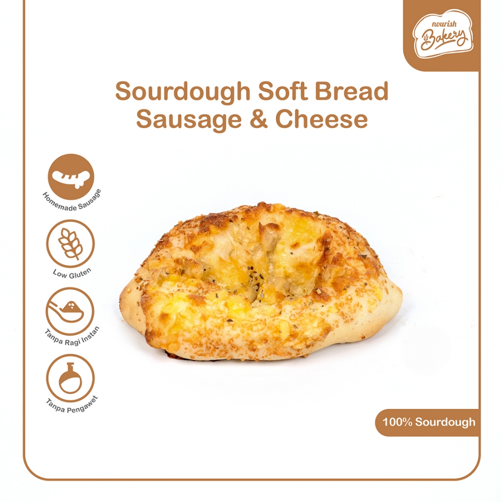 

NOB Homemade Chicken Sausage & Triple Cheese - 100% Sourdough Soft Bread Sosis Ayam Homemade dan