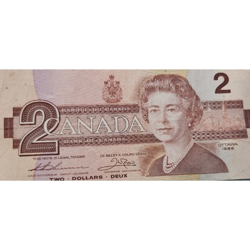 Uang Asing Negara Canada 2 Dollar Tahun 1968 Kondisi AXF Dijamin Original 100%