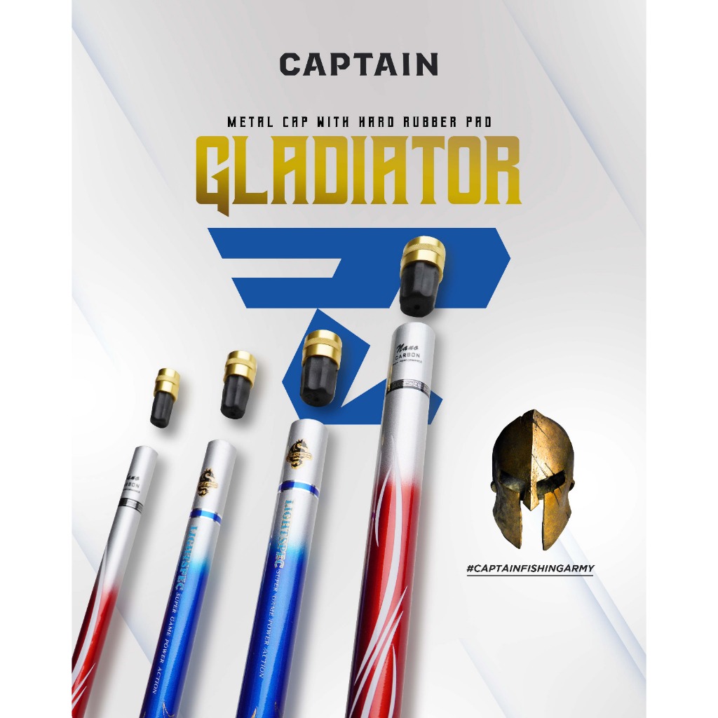 Tegek Carbon Captain GLADIATOR, 2 Warna, 3,6m 4,5m 5,4m Section 60cm, 6,3m Section 65cm+ PAPER CORE