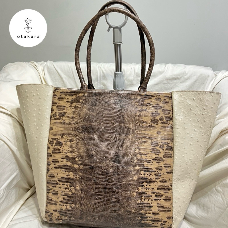 [PRELOVED] Tote Bag Snake Leather Brown