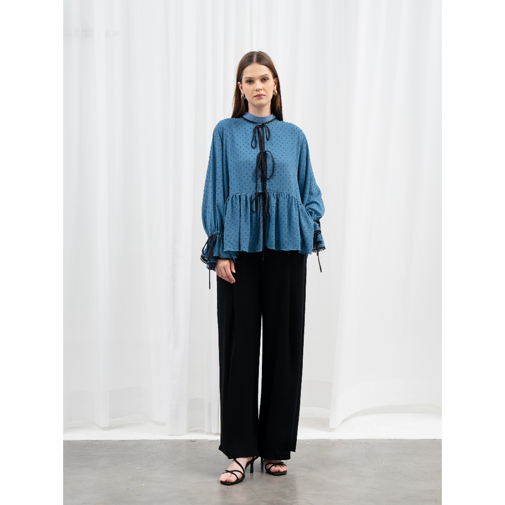 Aleza - Cara Set Top Teal Blue - Atasan Kemeja Wanita