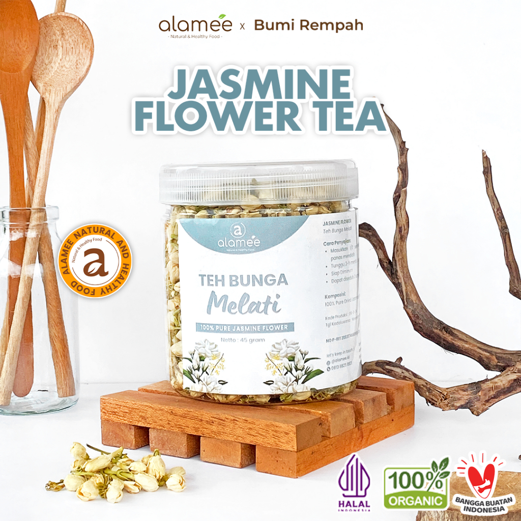 

ALAMEE Teh Bunga Jasmine Tea Flower Melati Organik Jasmin Herbal Kering Dried Siap Seduh Minum 45gr