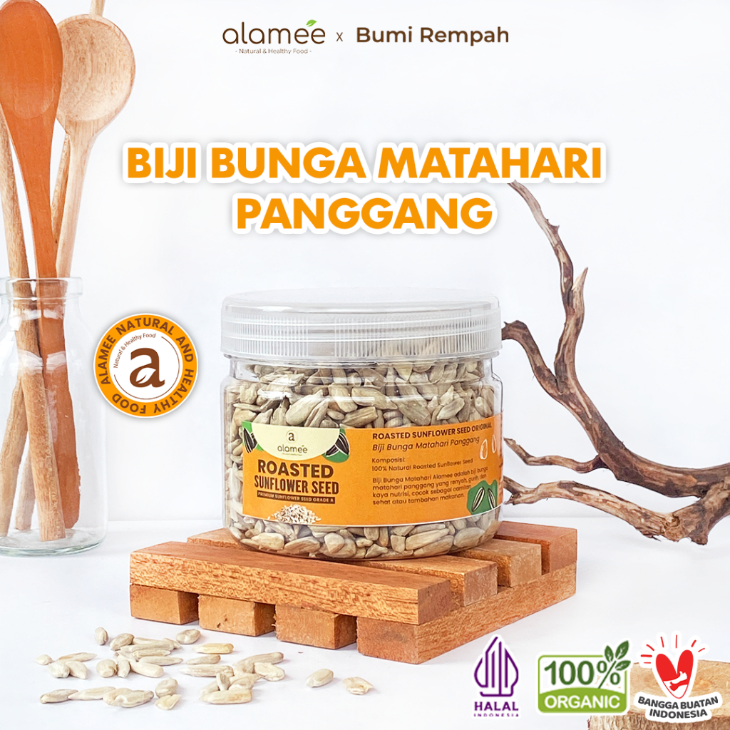 

ALAMEE Roasted Sunflower Seed Biji Bunga Matahari Kupas Oven Biji Kuaci Panggang PREMIUM 125gr