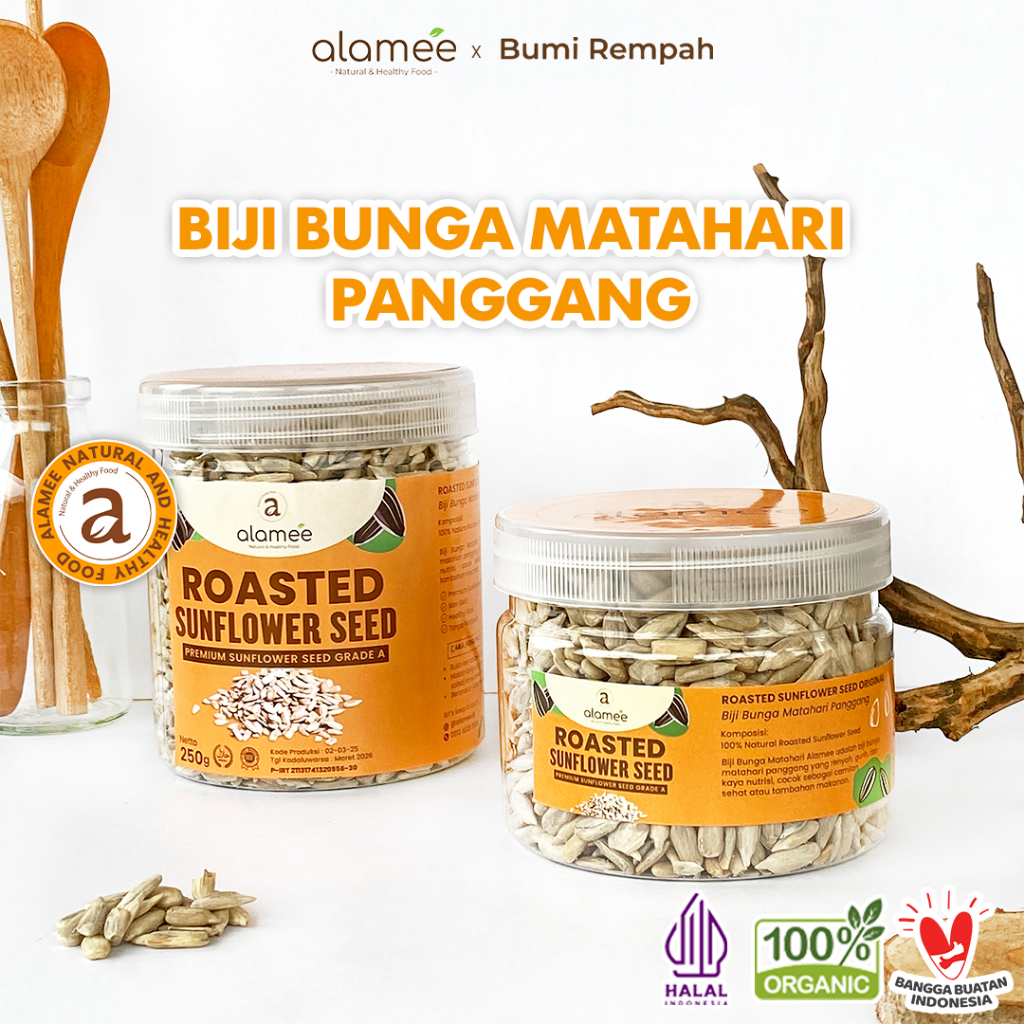 

ALAMEE Roasted Sunflower Seed Biji Bunga Matahari Kupas Oven Biji Kuaci Panggang PREMIUM 250gr 125gr