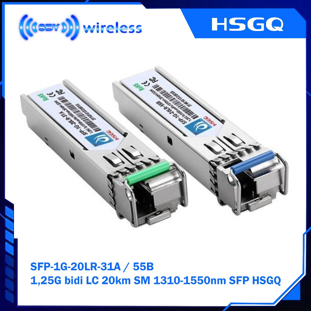 ( Sepasang ) HSGQ SFP-1G-20LR-31A / 55B 1,25G bidi LC 20km