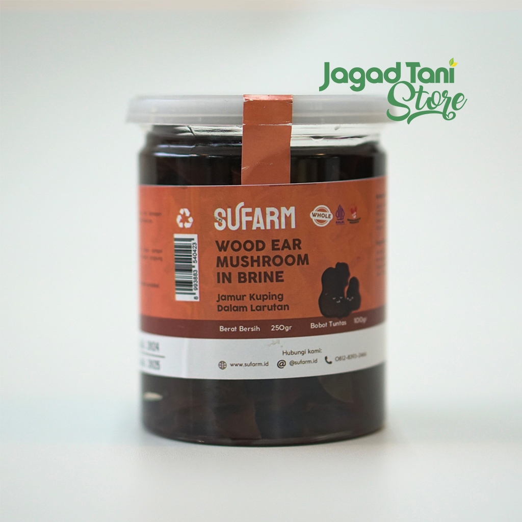 

SUFARM [JAR] Jamur Kuping Larutan (Utuh) 250 Gr | Whole Wood Ear Mushroom In Brine 250 Gr | Kemasan JAR