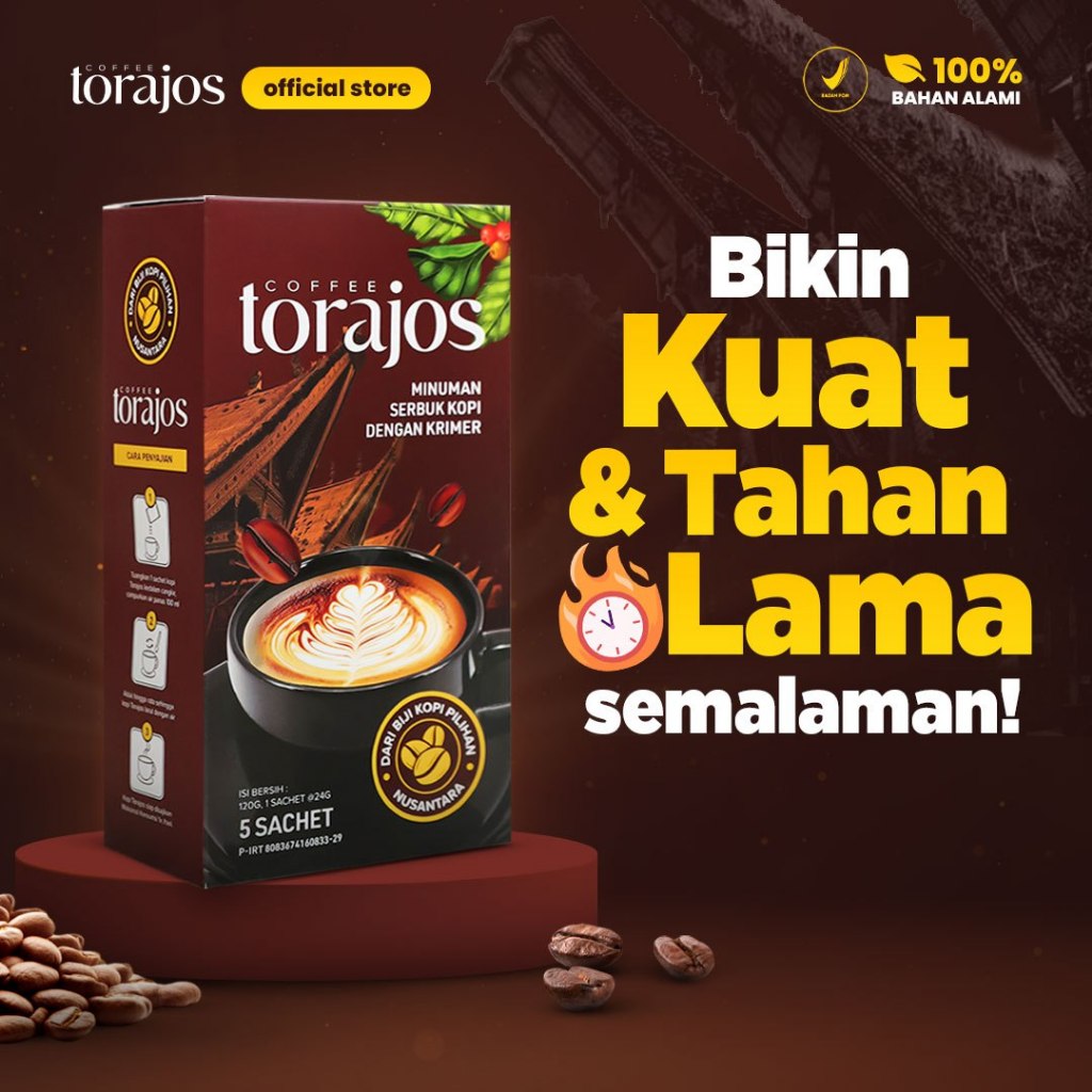 

Torajos - Kopi Nusantara kuat Pria Dengan ekstrak gingseng dan tongkat ali paket - 1 box