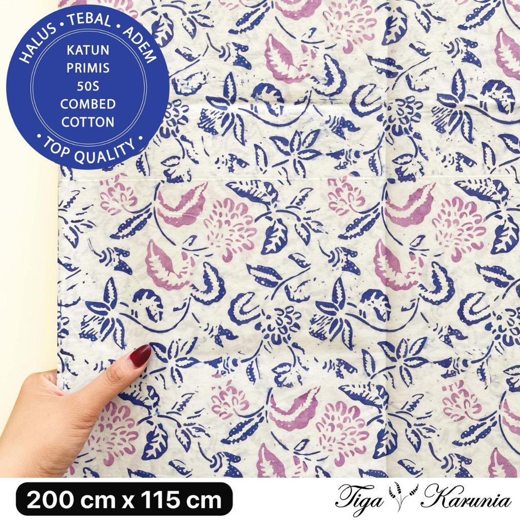 Kain Batik Cap Premium Solo Bunga Ungu Lilac KATUN PRIMIS