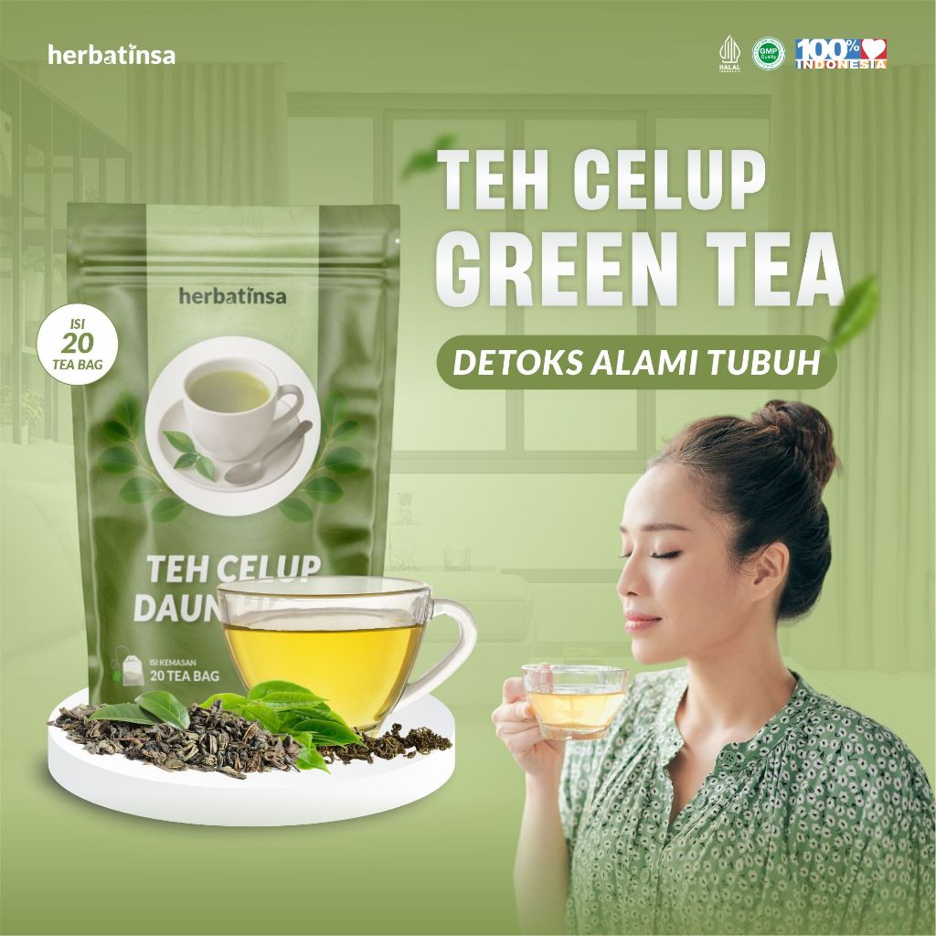 

HERBATINSA-Green Tea, Detoks Alami, Mengeluarkan Racun tubuh, Isi 20 Kantong