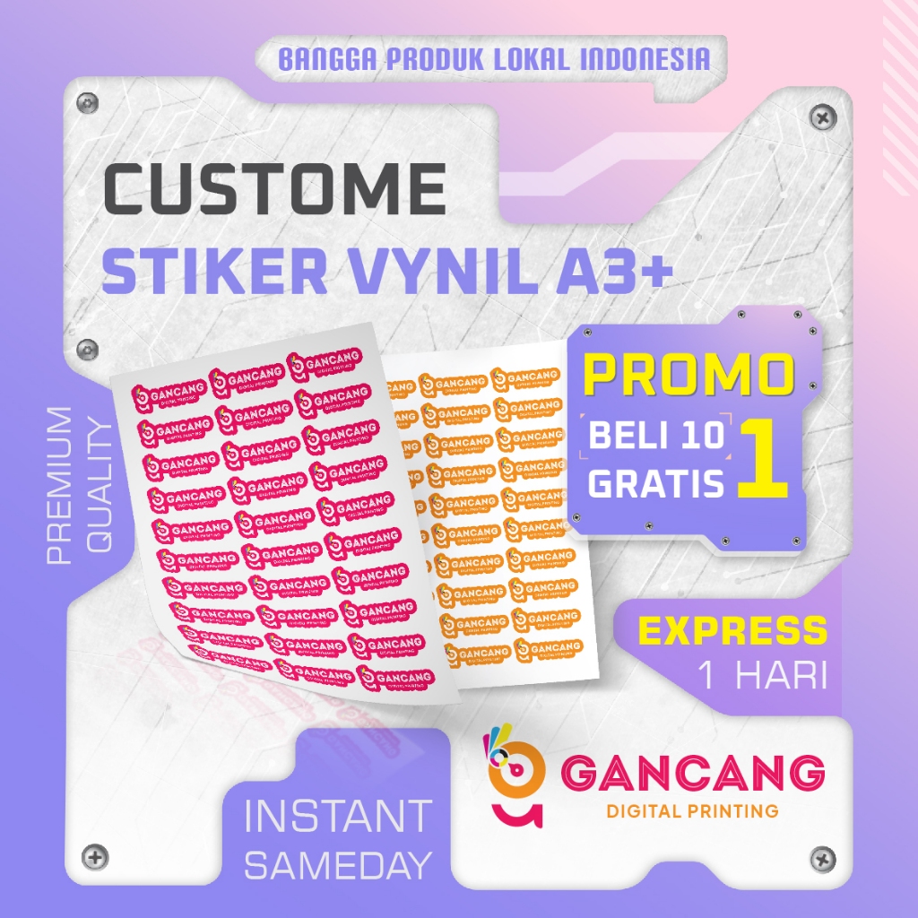 

Cetak Stiker Vinyl A3+ Cutting Putus Die Cut Termurah / Cetak Stiker Sourvenir - Sameday Instant