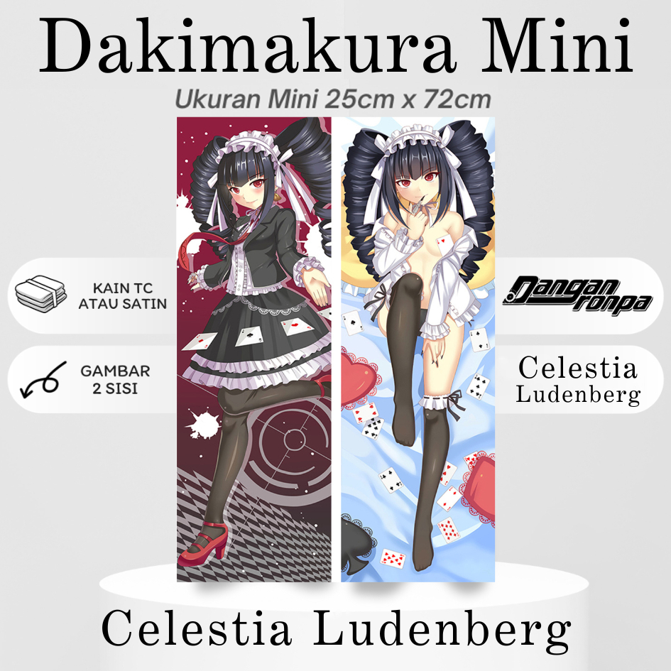 DAKIMAKURA Mini CELESTIA LUDENBERG - Sarung bantal Mini Waifu Anime DANGANROPA