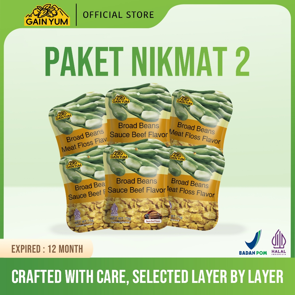 

[ PAKET NIKMAT 2 ] Gain Yum - Kacang Koro Rasa Sapi dan Abon Sapi Ukuran 75g