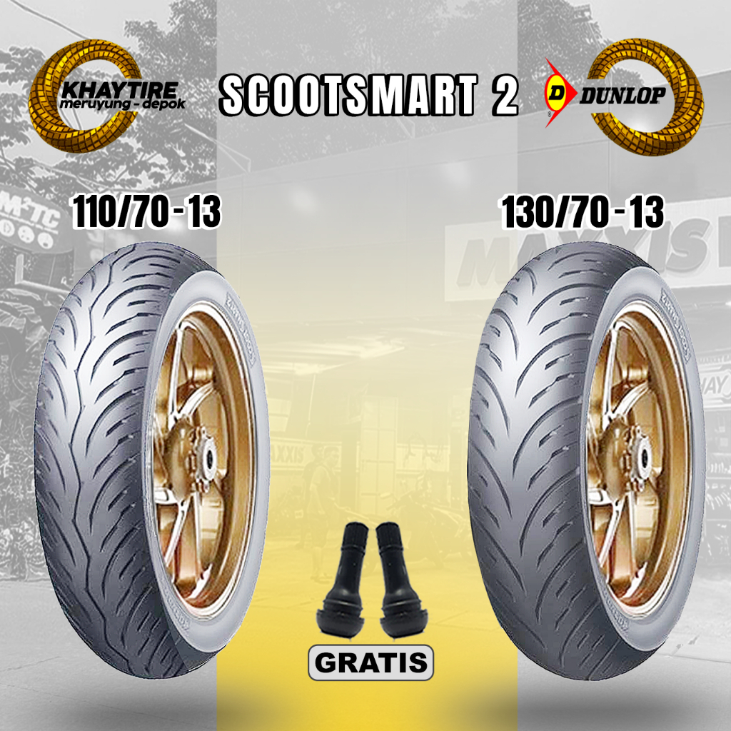 PROMO BAN MOTOR RING 13 DUNLOP SCOOTSMART SATUAN DAN SEPASANG TUBELESS