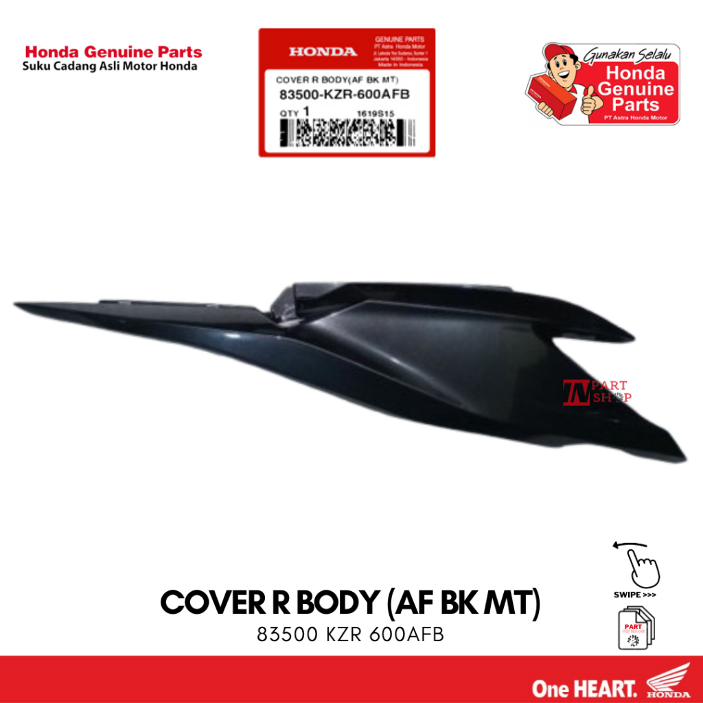 Cover Body Belakang Kanan (Cover R Body (AF BK MT) Abu - Honda Vario Techno 125 Helm-In FI / 83500-K