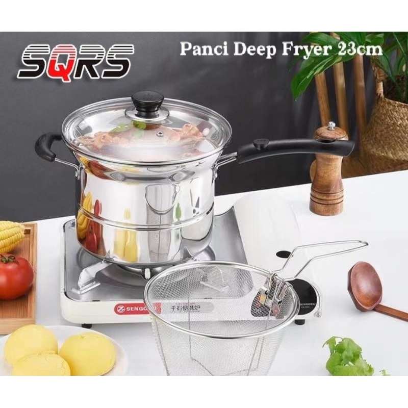 Panci  2 in 1 Rebus & Goreng  set Panci Penggoreng Kentang & Aneka Masakan Crispy