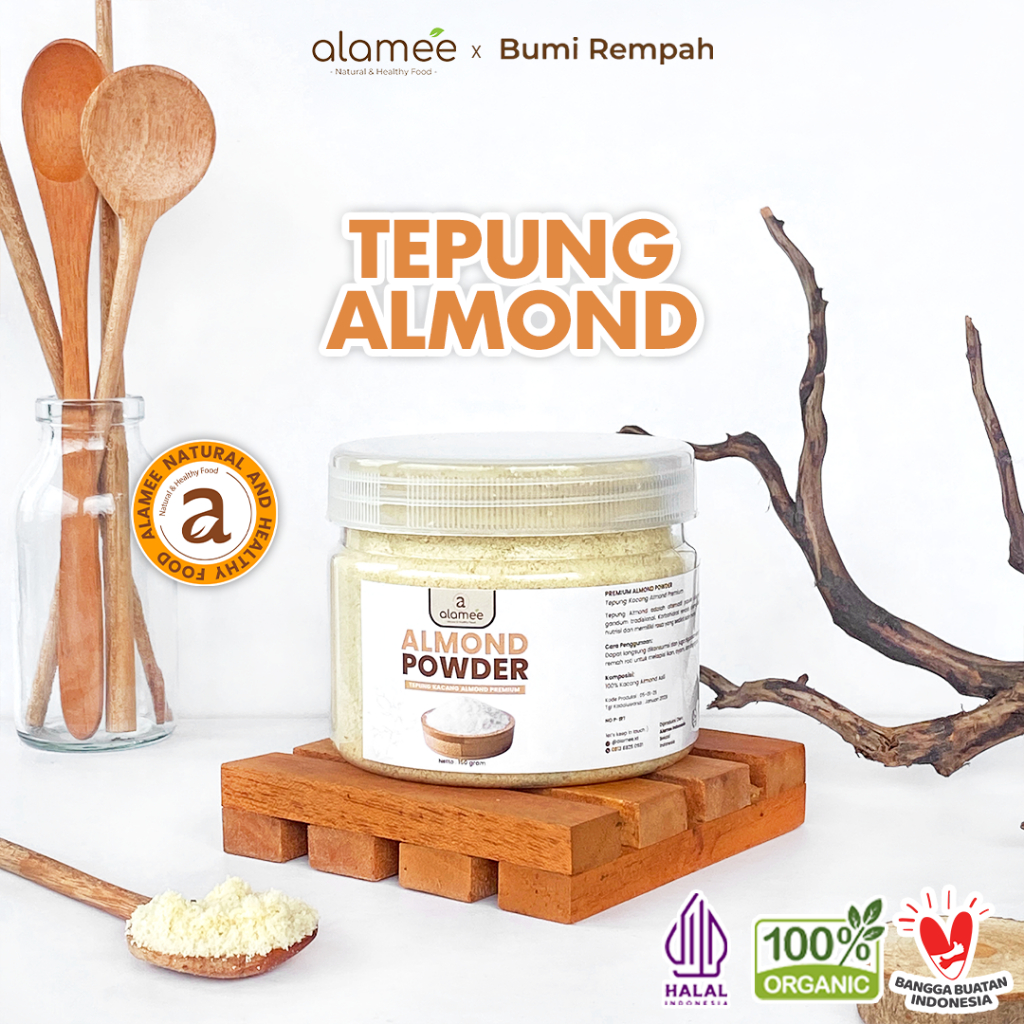 

ALAMEE Tepung Almond PREMIUM Bubuk Almond Powder Almond Flour Tanpa Campuran Gluten FREE 150gr