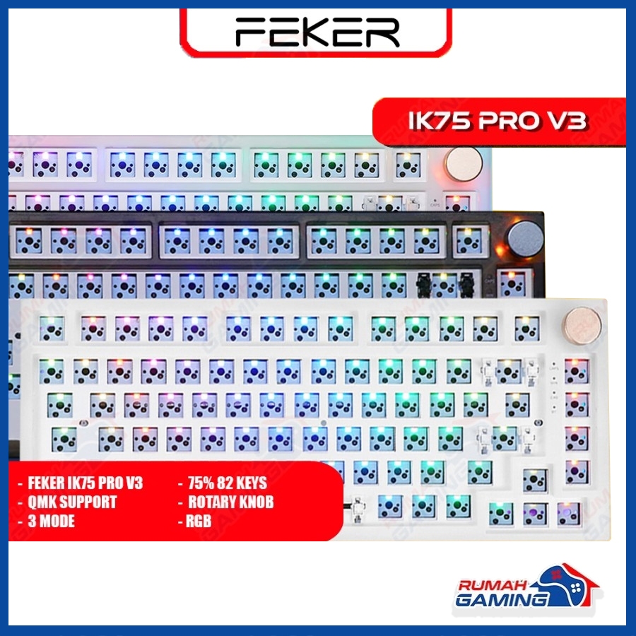 FEKER IK75 - V3 Pro - 3 Mode - Gasket - Rgb - Knob - Mechanical Keyboard