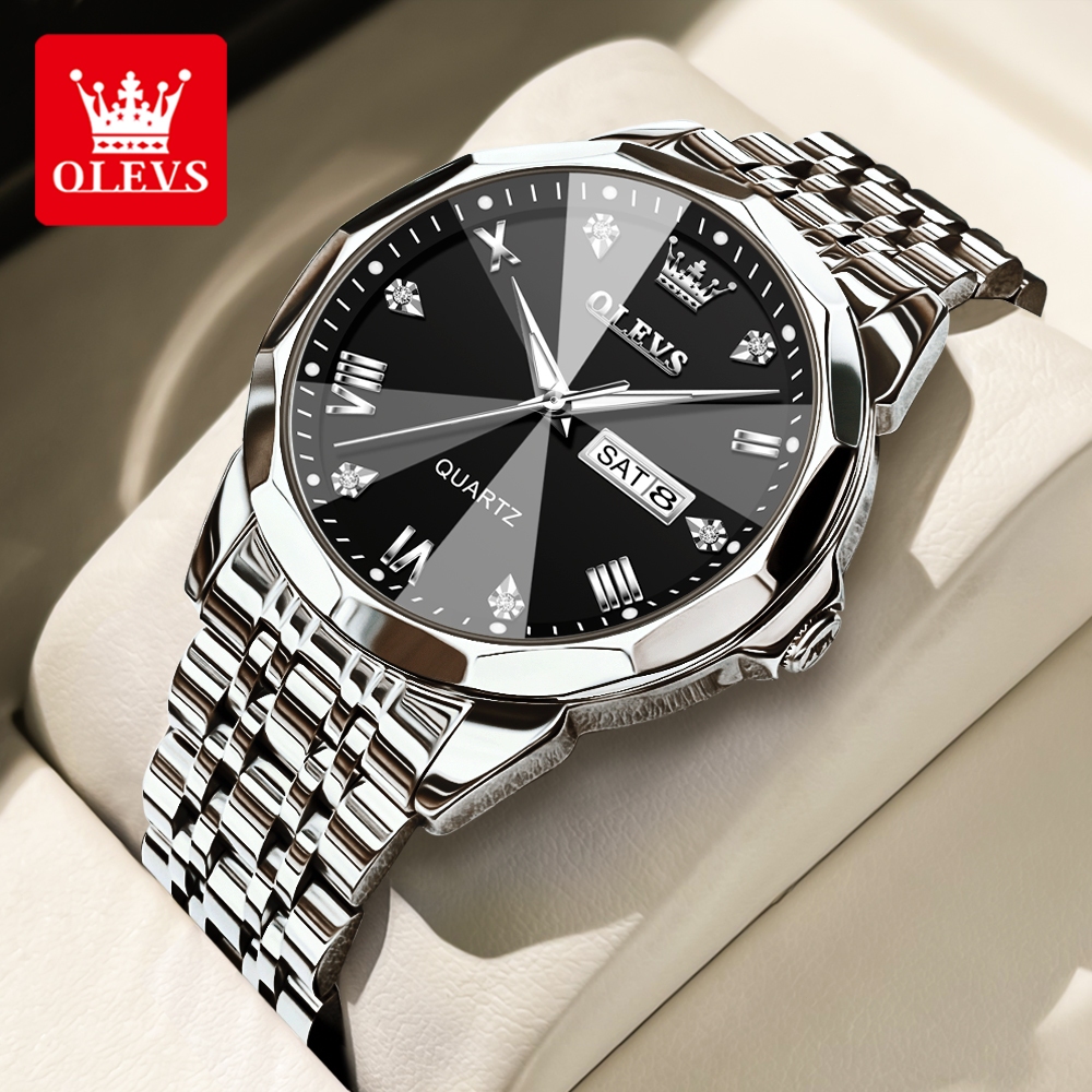 OLEVS Jam Tangan Pria Anti Air Original Stainless Steel Luminous Men Watch Analog Model 9931