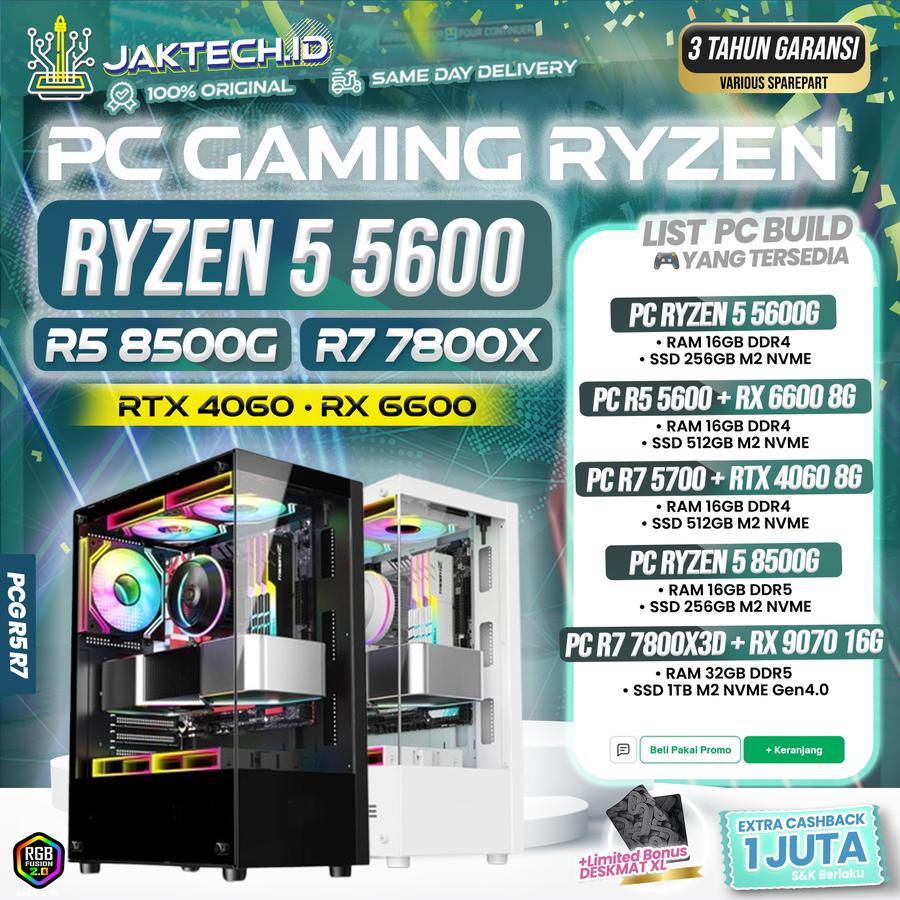 PC Gaming Ryzen 5/7 5600G 8600G 7800X3D | RX 6600/7900/9060/9070XT 16GB | 32GB NVME GEN5x4 Rakitan