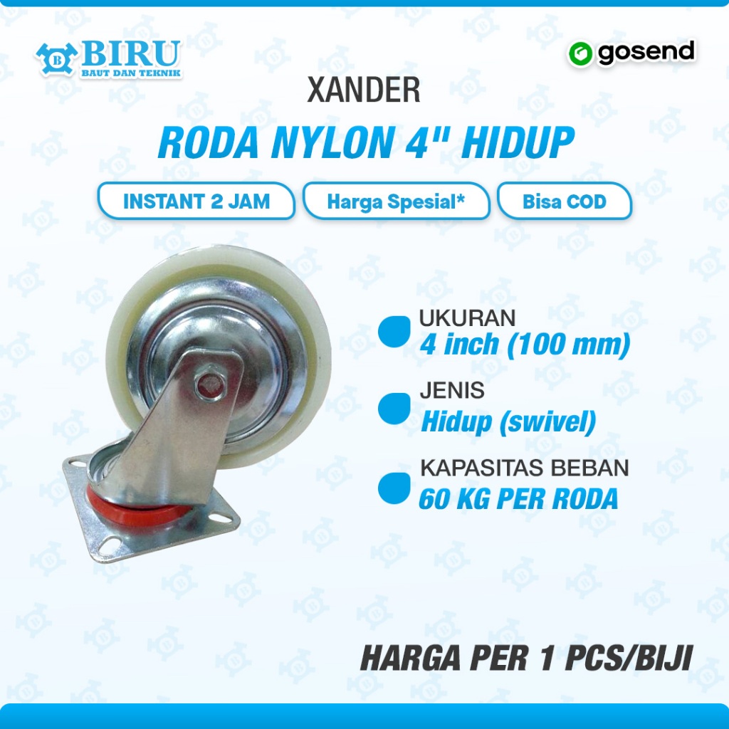 XANDER Roda Nylon 4" Hidup / Nylon Wheel 100MM 4 Inch
