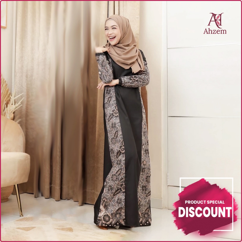 Azhem Official - Gamis Lebaran Batik Felisha Syar'i Dress Anak Baju Kondangan Wanita Haji Umroh Busa