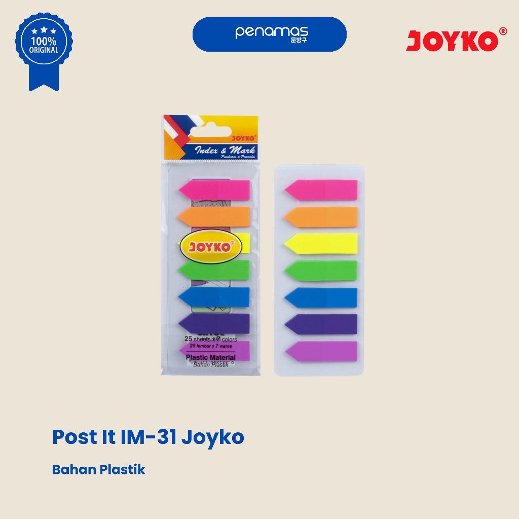

POST IT / PEMBATAS KERTAS JOYKO IM-31(PLASTIKHARAP BACA DESKRIPSI TERLEBIH DAHULU BAHAN : KERTAS • Harap tanyakan stock terlebih dahulu sebelum checkout • Sebelum dikirim barang sudah melewati QC (quality control) • Tidak ada garansi / penukaran barang k