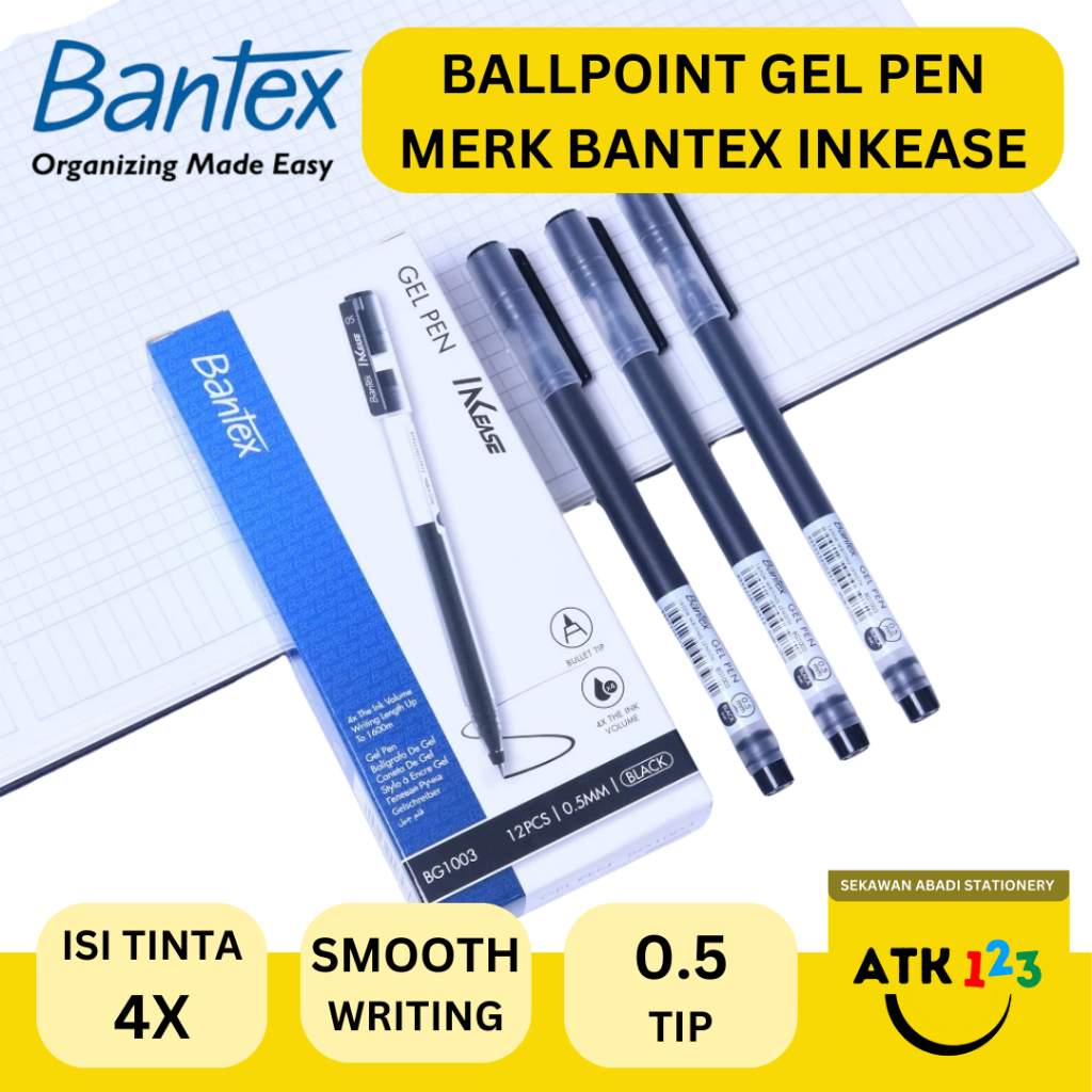 

Bantex Gel Pen / Pulpen Pena Tip 0.5 mm Tinta 4X Lebih Banyak BG1003 INKEASE