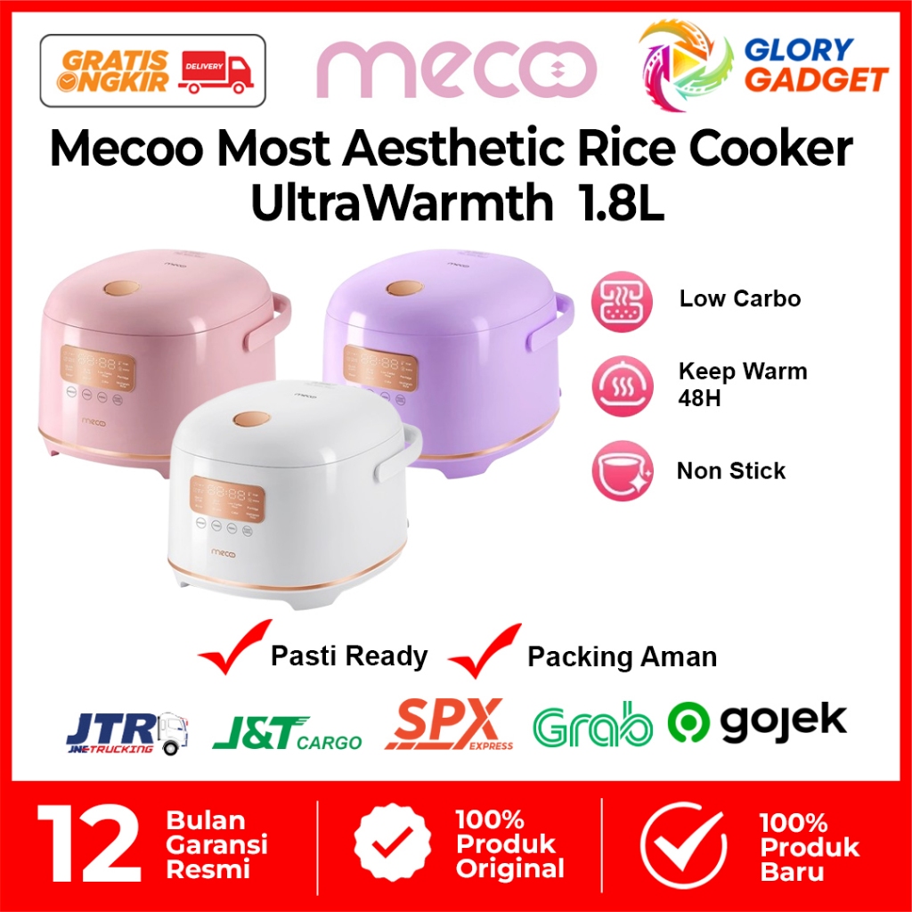Rice Cooker Mecoo Digital Aesthetic Low Carbo 1.8L Low Carbo Low Sugar 400Watt