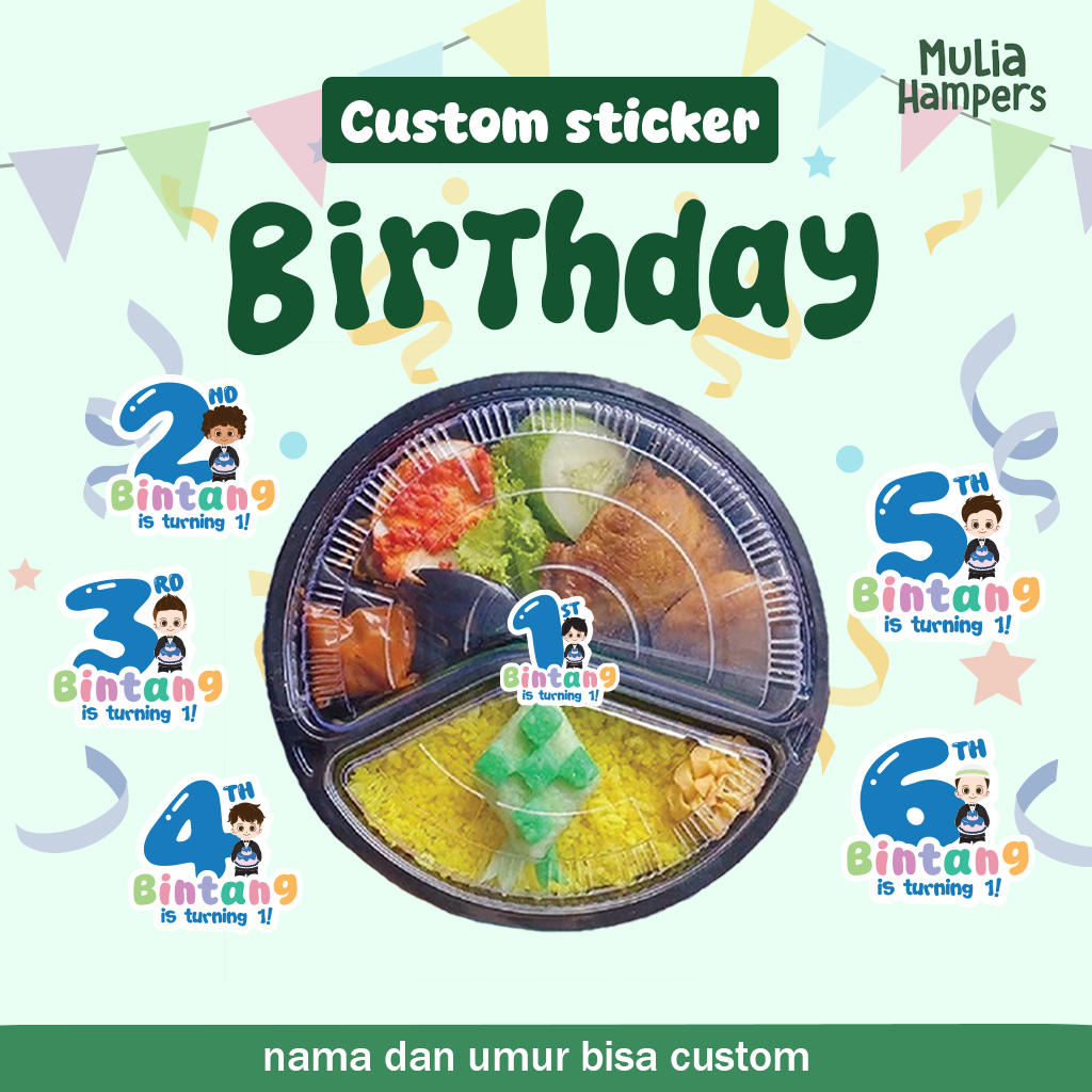 

Sticker Ulang Tahun Anak Karakter Boy Custom Nama Umur Souvenir Bento Birthday Aqiqah Khitan