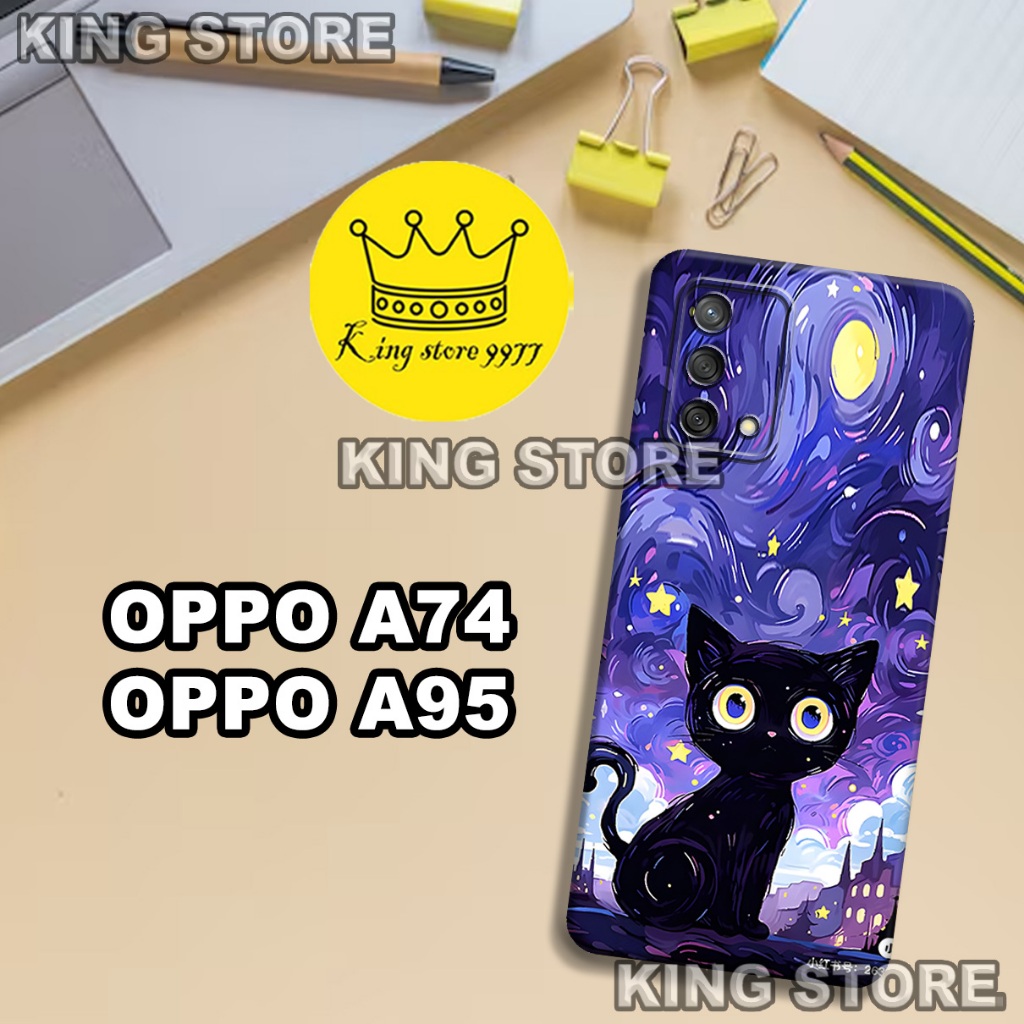 (KS27)  Softcase karet untuk OPPO A74 - OPPO A95 Motif gambar karakter Kucing/casing OPPO A74 - OPPO