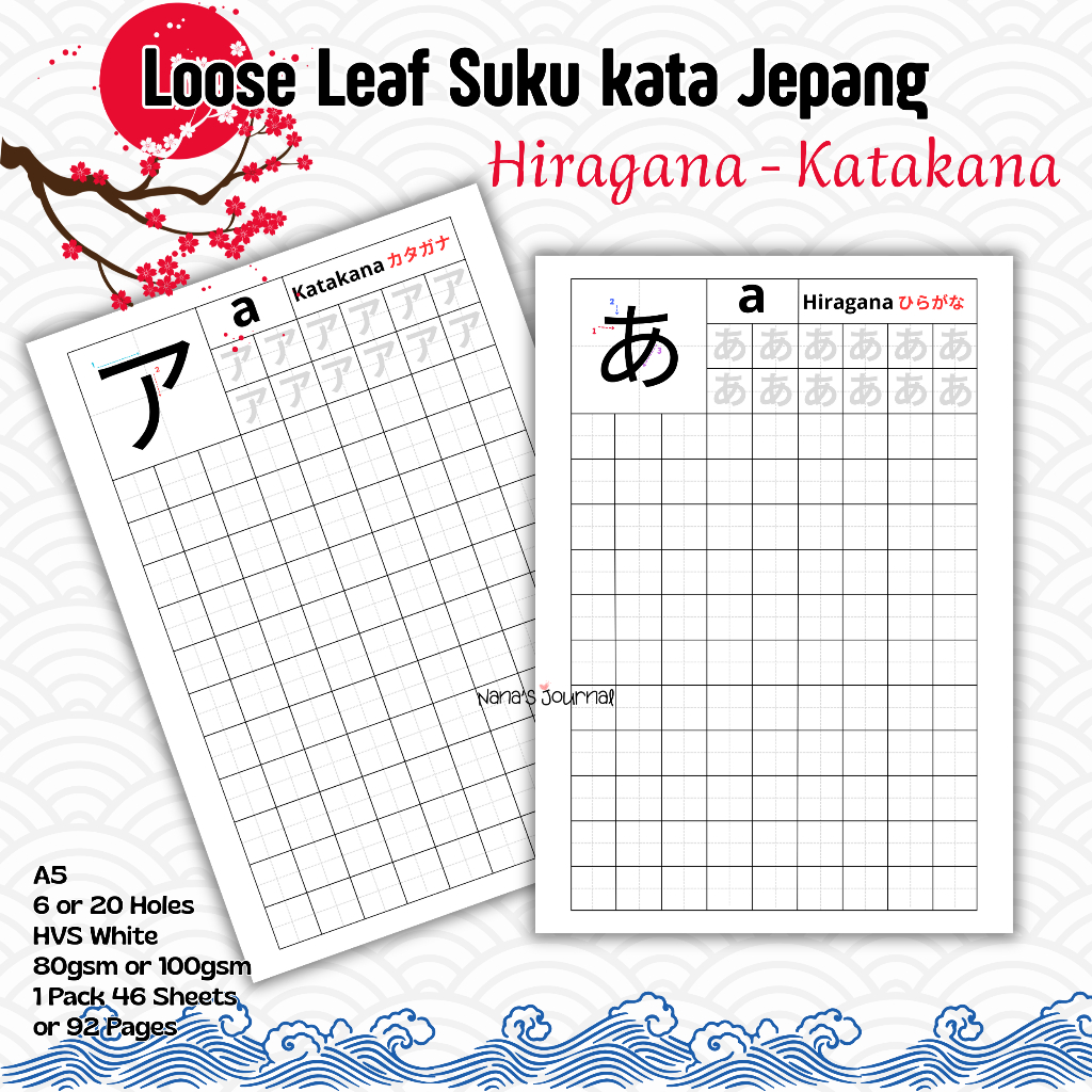 

Loose Leaf A5 Isi Binder Latihan Menulis Huruf Hiragana Katakana Jepang serta Urutan Goresan Tulisan