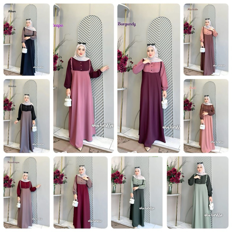 RR LUNARA DRESS BY AKU KARISSA DRESS SIMPLE KEKINIAN FASHION WANITA TERBARU OUTFIT WANITA HIJAB KEKI