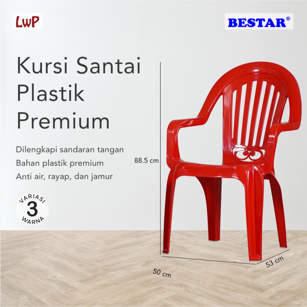 BESTAR Kursi Santai Plastik Premium Kursi Malas Kursi Teras
