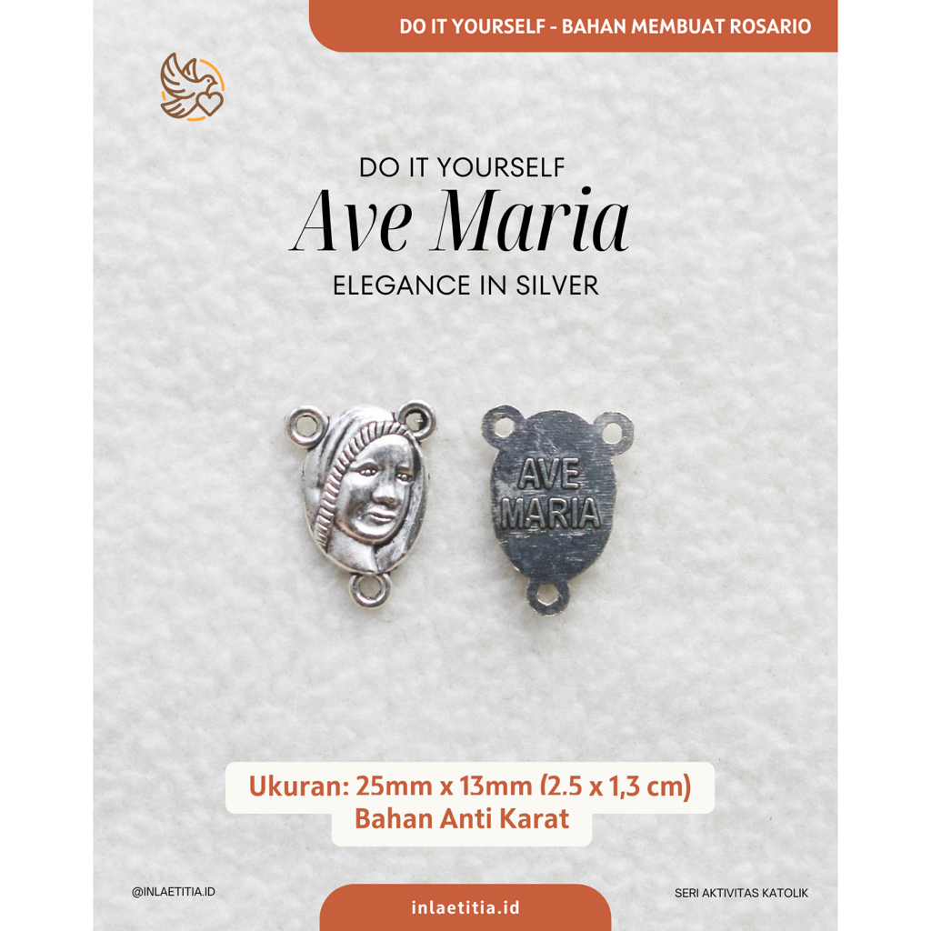 In Laetitia - Do It Yourself Charm Harces Ave Maria Elegance in Silver | Bandul Harces Center Salib 