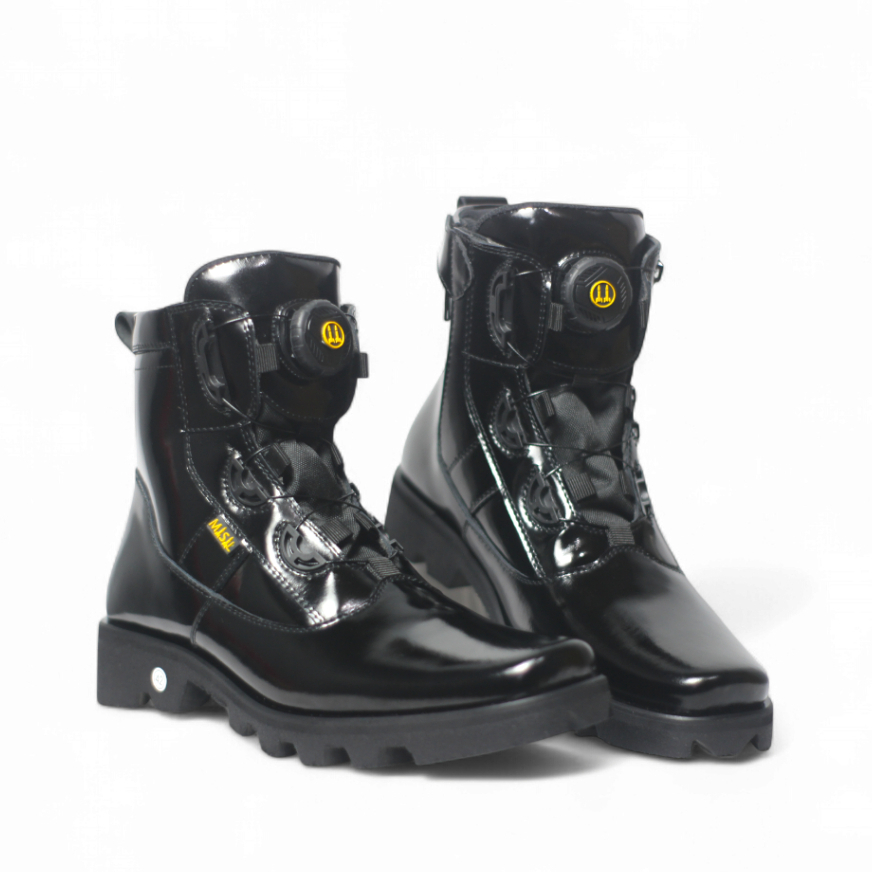 Misil Sepatu PDH Tali Putar TNI Polri Security Satpam Kulit Asli Phantom HItam Glossy Free Kaoskaki