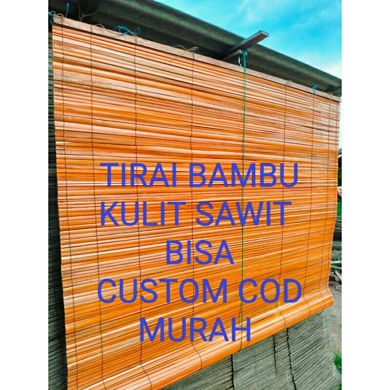 Tirai Gulung Kerei Bambu Sawet Lengkap Tali Katrol