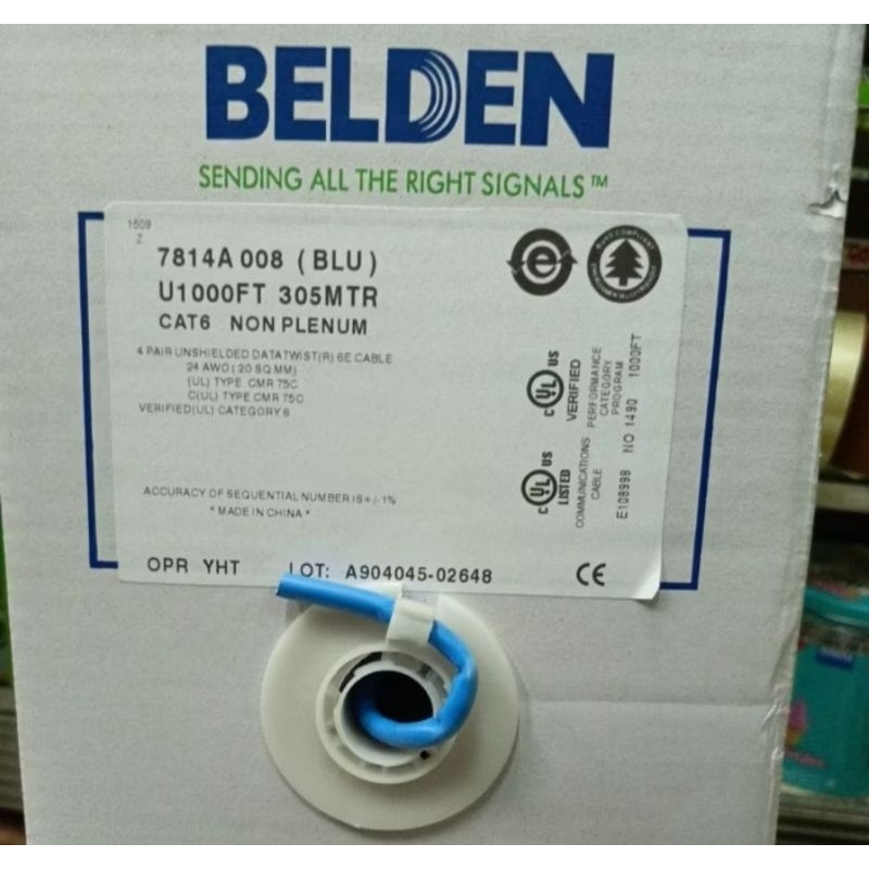 Belden Kabel LAN UTP cat6e / Belden cat6 / Kabel data cat6e jaringan kabel lan cat6e  indoor