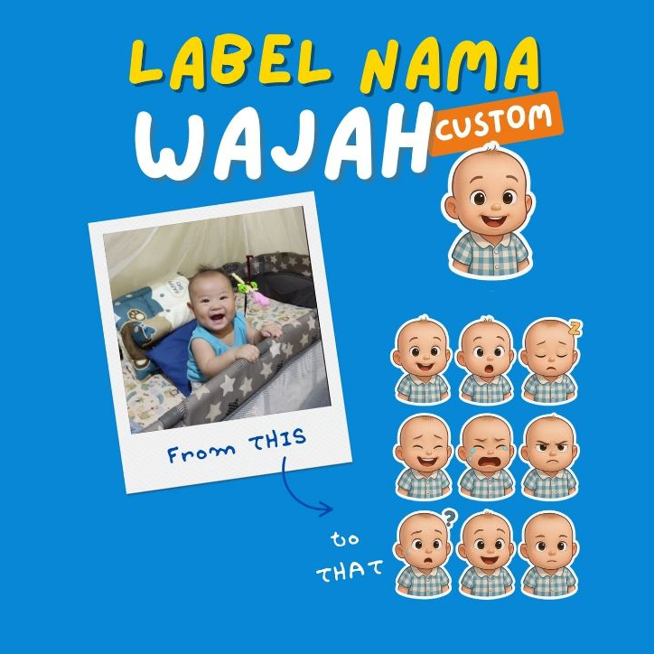 

Stiker / Label Nama Custom Karakter Wajah Cartoon