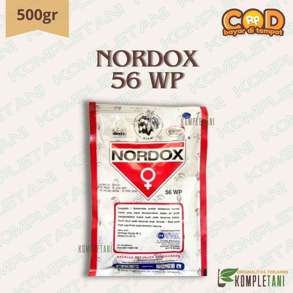 [Fungisida/Bakterisida] Nordox 56 WP - Tembaga Oksida 56% - Pengendali Penyakit Pada Tanaman Kakao, 