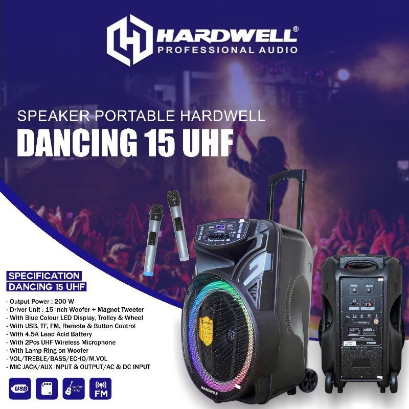 HARDWELL DANCING 15 UHF | speaker portable | speaker aktif 15 inc | speaker battery | speaker blueto