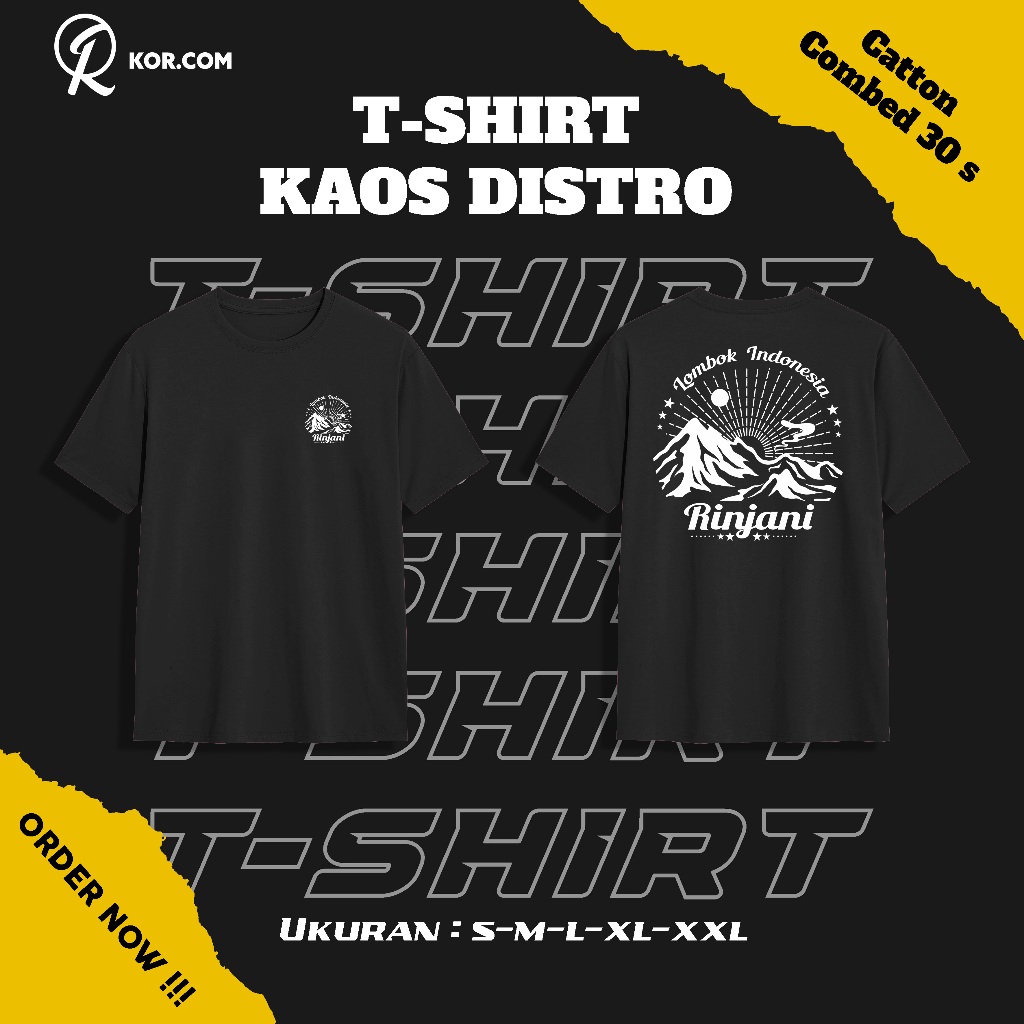 Baju Lengan Pendek Hiking Pendaki Gunung Rinjani Kaos Distro