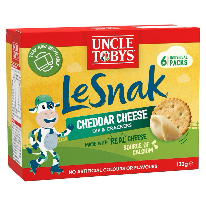 

Uncle Tobys Le Snak Cheddar Cheese Dip & Crackers 6 Pack - Australia