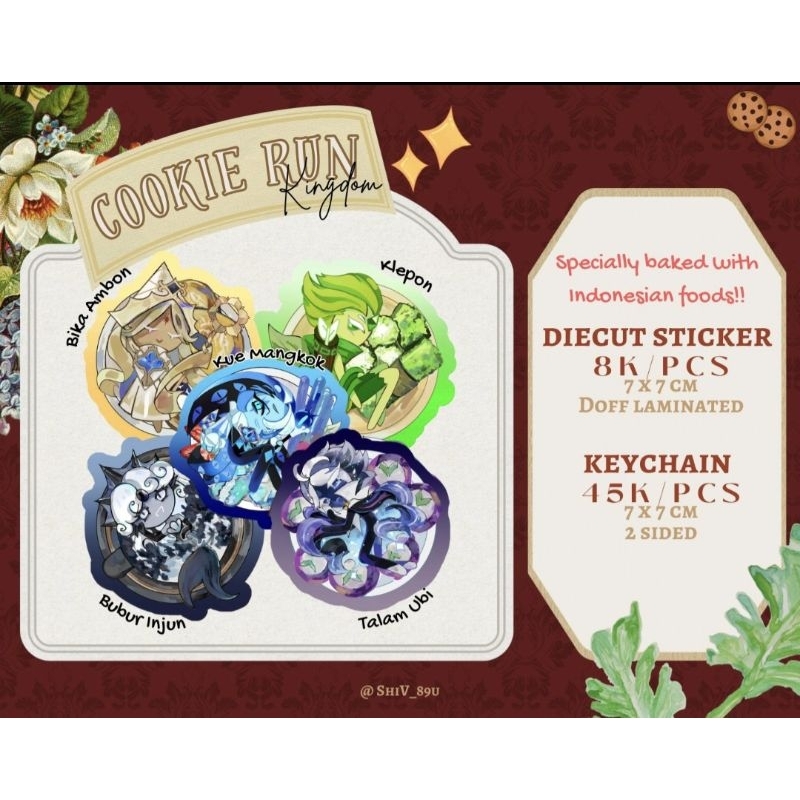 Cookie Run Kingdom Keychain and Sticker Fanmerch (Shadow milk cookie, pure vanilla cookie, wind arch