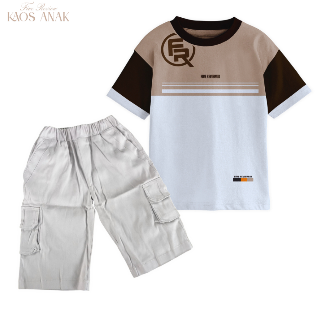 setelan kaos distro/clothingan anak laki-laki celana chino saku pinggir pendek usia 3-12thn