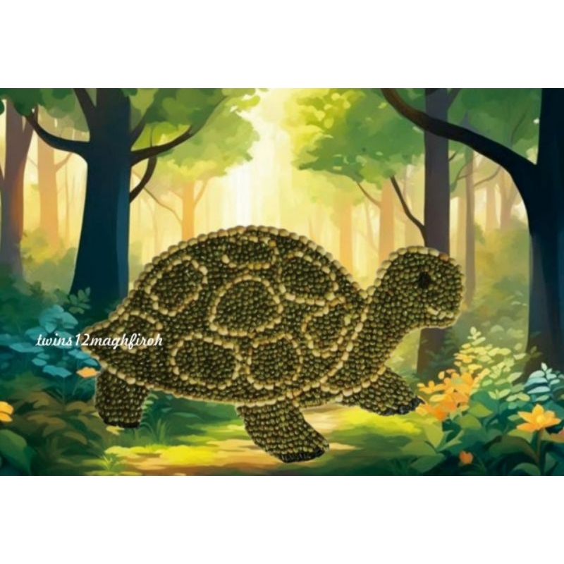 kerajinan kolase biji bijian hewan kura kura murah meriah bisa COD tugas prakarya anak