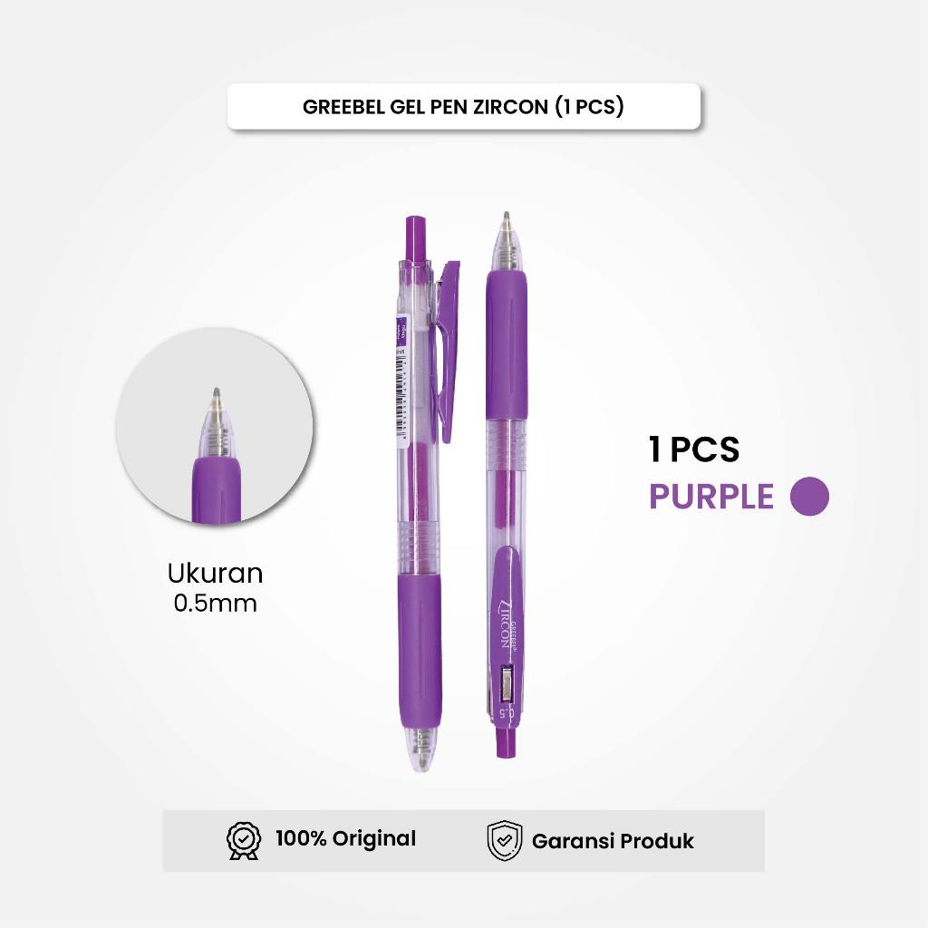 

GREEBEL Gel Pen Pulpen Pena GP-509 Zircon Ungu 0.5 (1PCS) / Pulpen Gel Murah Grosir