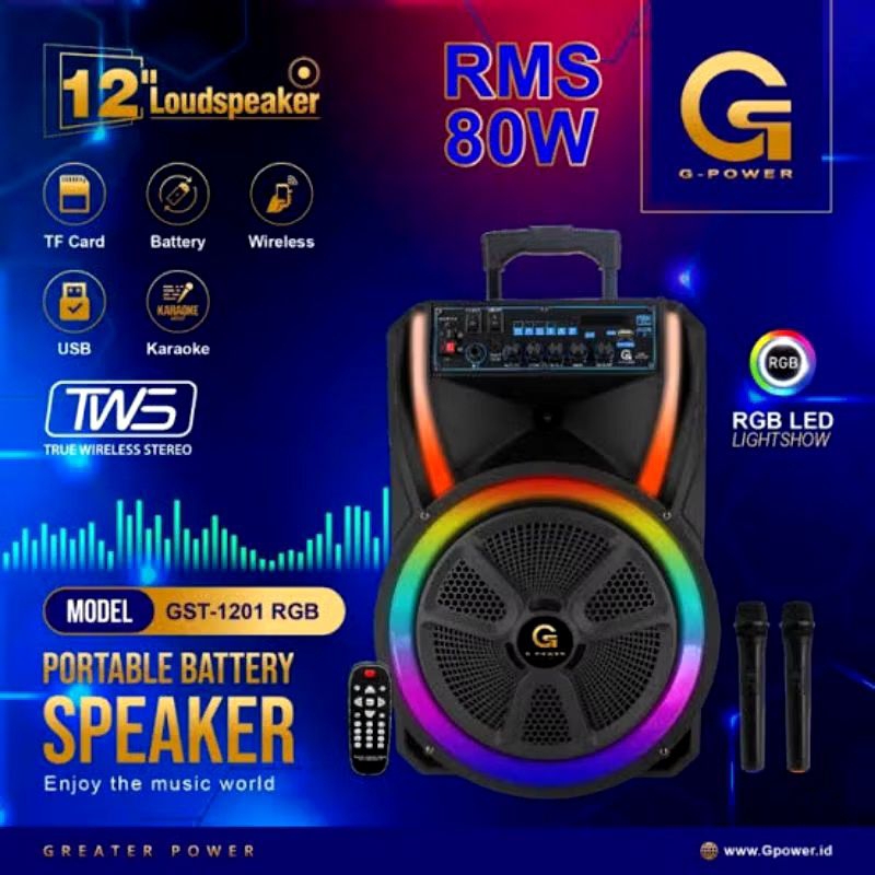 Speaker Bluetooth 12 Inch, G Power GST 1201 RGB/ Speaker Bluetooth G Power 12"