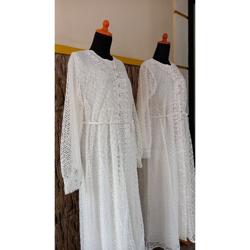 Gamis Putih Jersey Outer Tulle