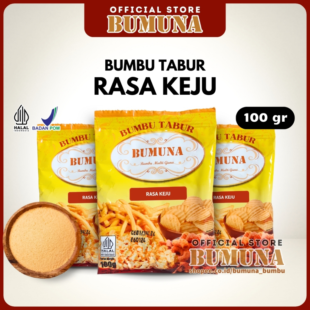

Bumbu Tabur Rasa Keju 100 Gram BUMUNA - Bumbu Cemilan Snack Kripik