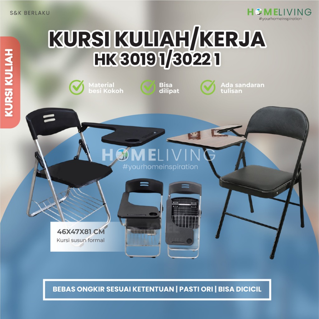 HOMELIVING - KURSI KULIAH STAINLESS - KURSI LIPAT - MEJA KULIAH PONTIANAK